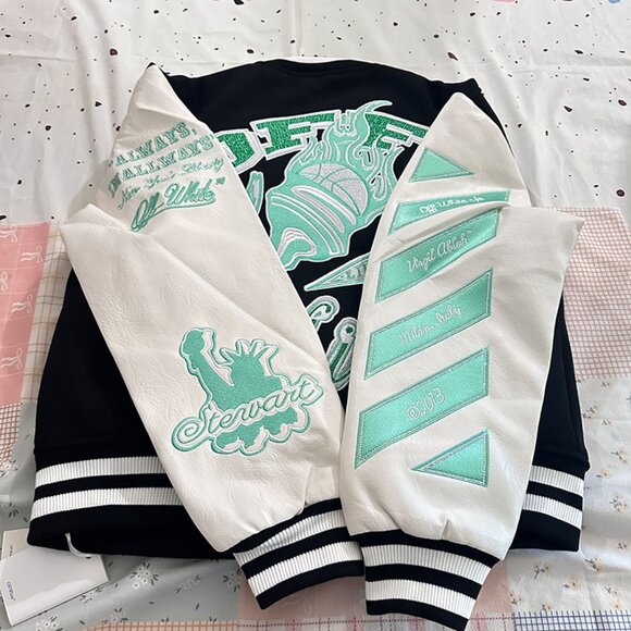 Off-White Men's Black And White Baseball Jacket - Picture 8 of 8